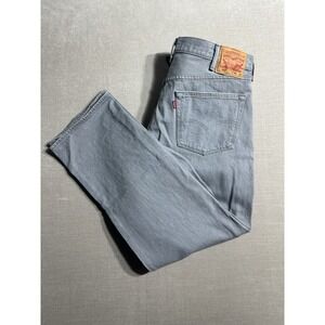 Levis 501 Jeans Mens 40x32 Button Fly Gray Light Wash Straight Fit Denim Pants